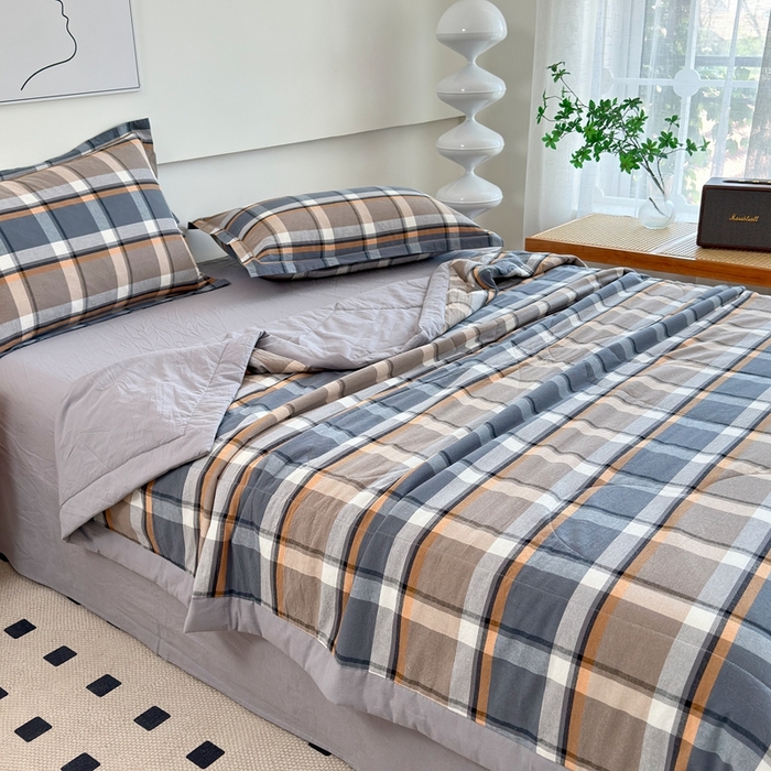 91家纺网 家纺一手货源 找家纺 三沁2025新款全棉色织水洗棉夏被 爵士乐章