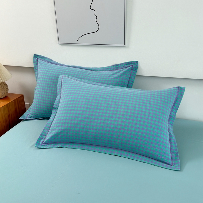 91家纺网 家纺一手货源 找家纺 三沁2025新款全棉色织水洗棉夏被 绿野仙踪小格