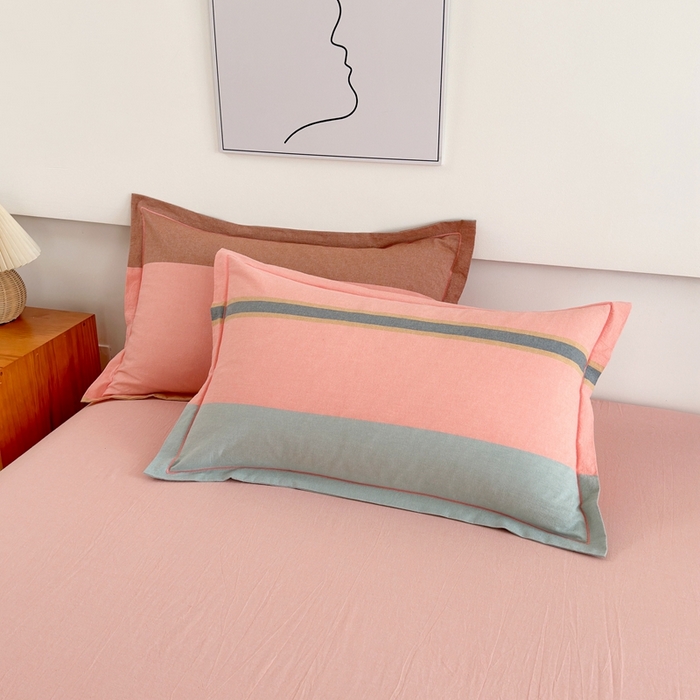 91家纺网 家纺一手货源 找家纺 三沁2025新款全棉色织水洗棉夏被 莫兰迪粉