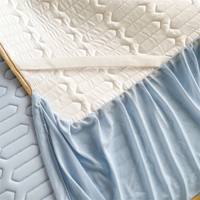 91家纺网 家纺一手货源 找家纺 （总）耐思家纺 2025新款纯色0.5乳胶床裙三件套