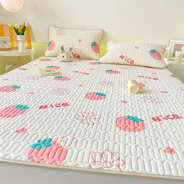 91家纺网 家纺一手货源 找家纺 （总）耐思家纺 2025新款A类0.5乳胶母婴级凉感丝印花乳胶凉席