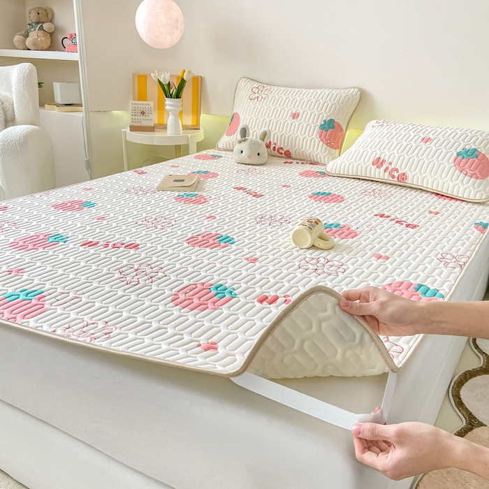 91家纺网 家纺一手货源 找家纺 （总）耐思家纺 2025新款A类0.5乳胶母婴级凉感丝印花乳胶凉席