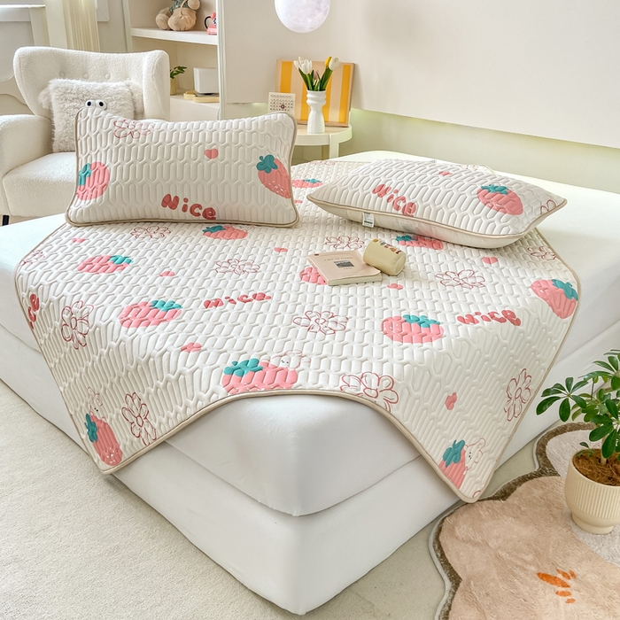 91家纺网 家纺一手货源 找家纺 （总）耐思家纺 2025新款A类0.5乳胶母婴级凉感丝印花乳胶凉席