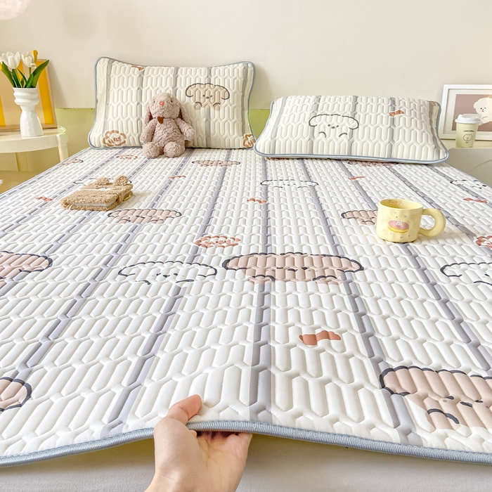 91家纺网 家纺一手货源 找家纺 （总）耐思家纺 2025新款A类0.5乳胶母婴级凉感丝印花乳胶凉席