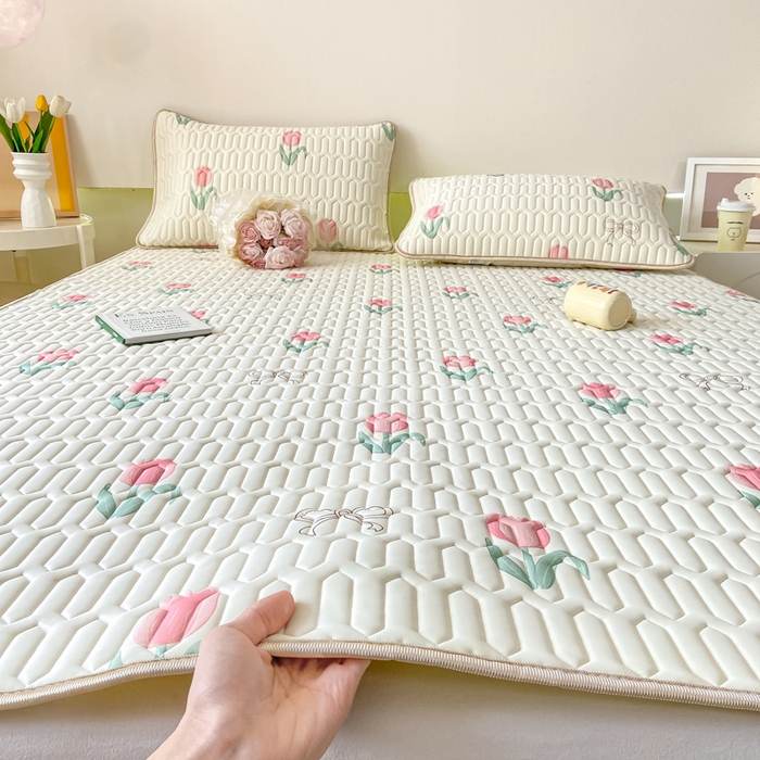 91家纺网 家纺一手货源 找家纺 （总）耐思家纺 2025新款A类0.5乳胶母婴级凉感丝印花乳胶凉席