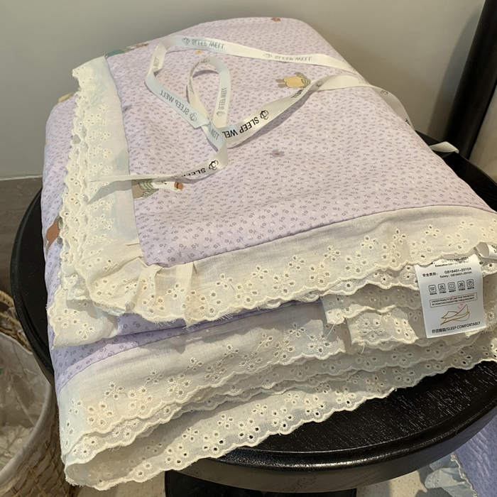 91家纺网 家纺一手货源 找家纺 （总）奈萝家纺 2025新款全棉蕾丝花边床盖三件套四件套纯棉花边夏被