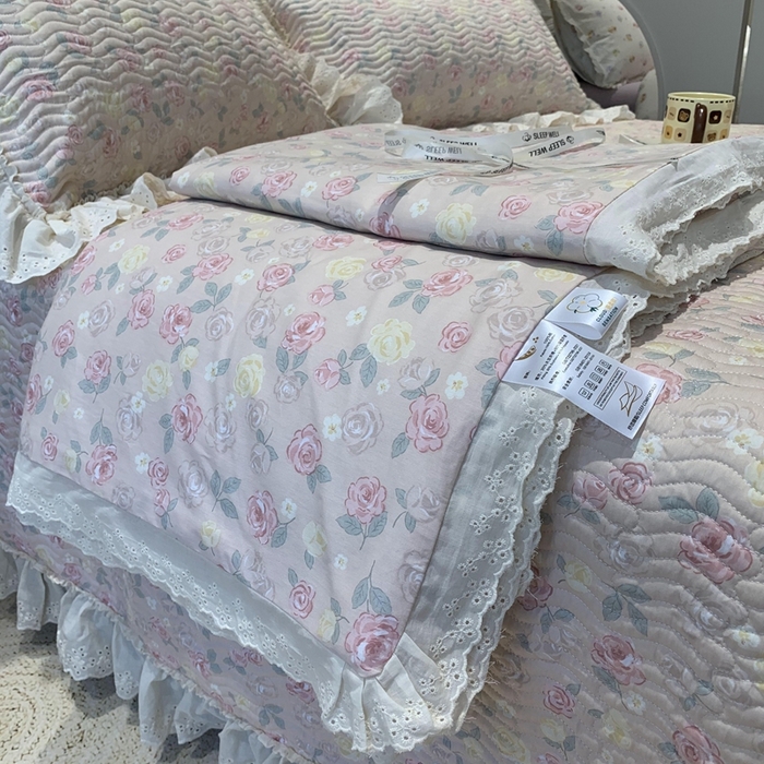91家纺网 家纺一手货源 找家纺 （总）奈萝家纺 2025新款全棉蕾丝花边床盖三件套四件套纯棉花边夏被