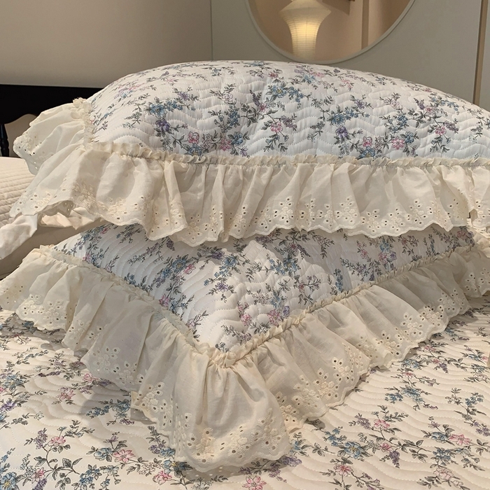 91家纺网 家纺一手货源 找家纺 奈萝家纺 2025新款全棉蕾丝花边床盖三件套四件套纯棉花边夏被 夏梦