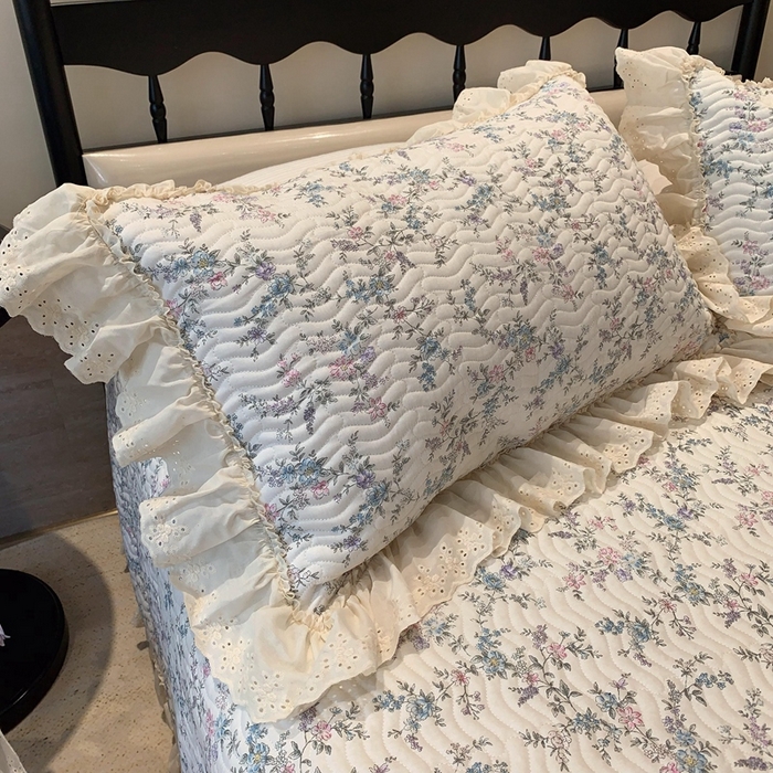 91家纺网 家纺一手货源 找家纺 奈萝家纺 2025新款全棉蕾丝花边床盖三件套四件套纯棉花边夏被 夏梦