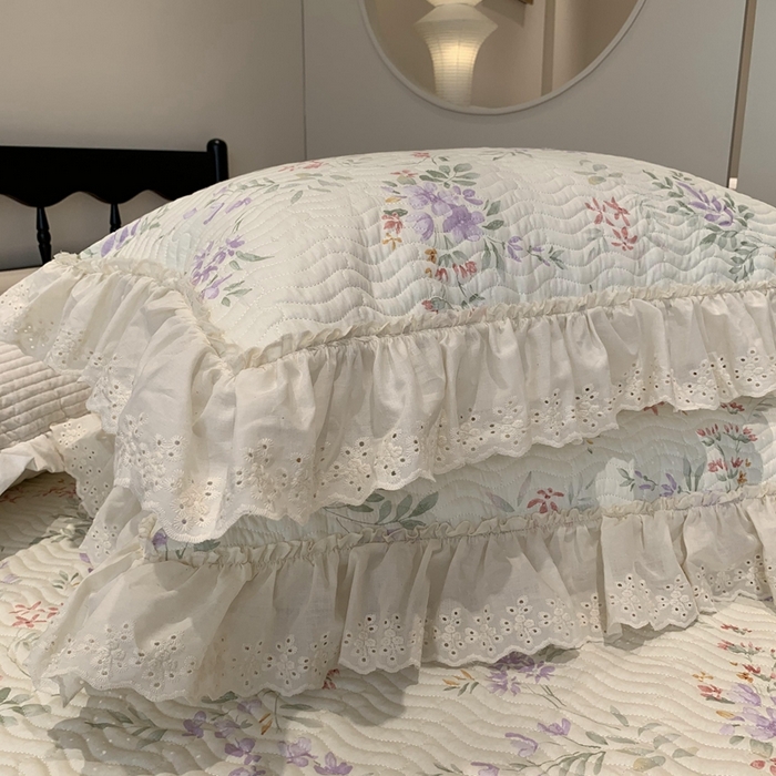 91家纺网 家纺一手货源 找家纺 奈萝家纺 2025新款全棉蕾丝花边床盖三件套四件套纯棉花边夏被 夏之语