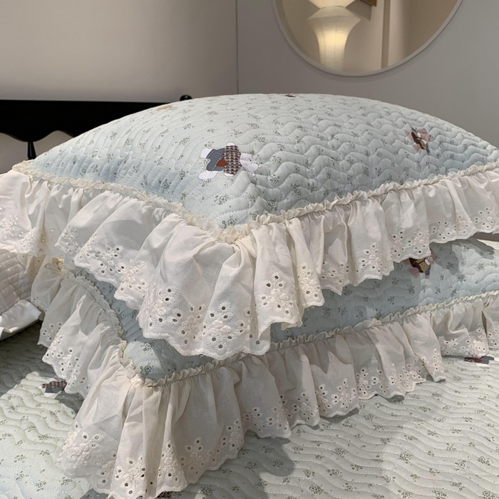 91家纺网 家纺一手货源 找家纺 奈萝家纺 2025新款全棉蕾丝花边床盖三件套四件套纯棉花边夏被 小花熊