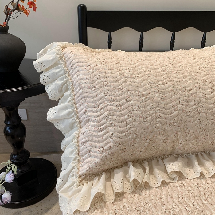 91家纺网 家纺一手货源 找家纺 奈萝家纺 2025新款全棉蕾丝花边床盖三件套四件套纯棉花边夏被 樱花