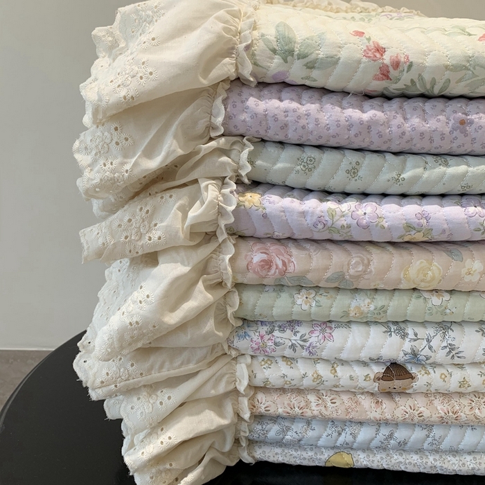 91家纺网 家纺一手货源 找家纺 （总）奈萝家纺 2025春夏新款全棉纯棉蕾丝花边款床盖三件套