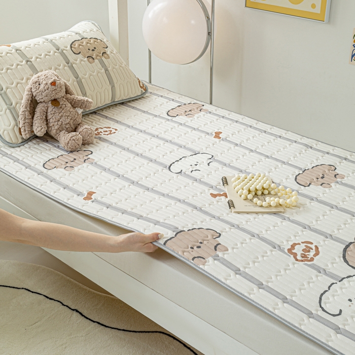 91家纺网 家纺一手货源 找家纺 （总）耐思家纺 2025新款A类0.5乳胶母婴级凉感丝印花乳胶凉席-学生款凉席