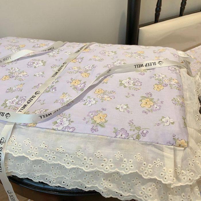 91家纺网 家纺一手货源 找家纺 奈萝家纺 2025春夏新款全棉纯棉蕾丝花边款夏被夏凉被空调被 花语紫