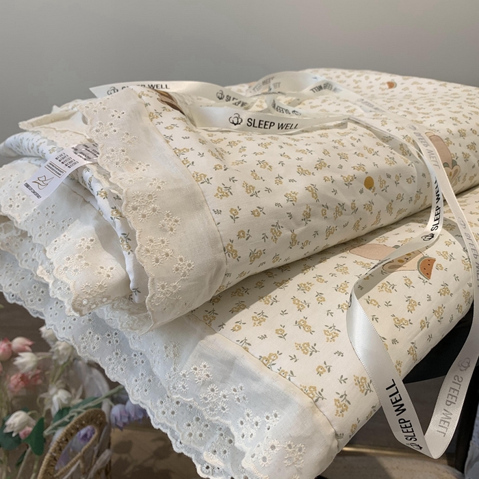 91家纺网 家纺一手货源 找家纺 奈萝家纺 2025春夏新款全棉纯棉蕾丝花边款夏被夏凉被空调被 西瓜兔