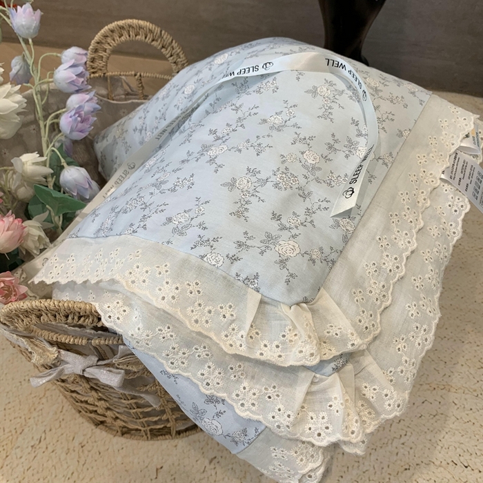 91家纺网 家纺一手货源 找家纺 奈萝家纺 2025春夏新款全棉纯棉蕾丝花边款夏被夏凉被空调被 夏蓝