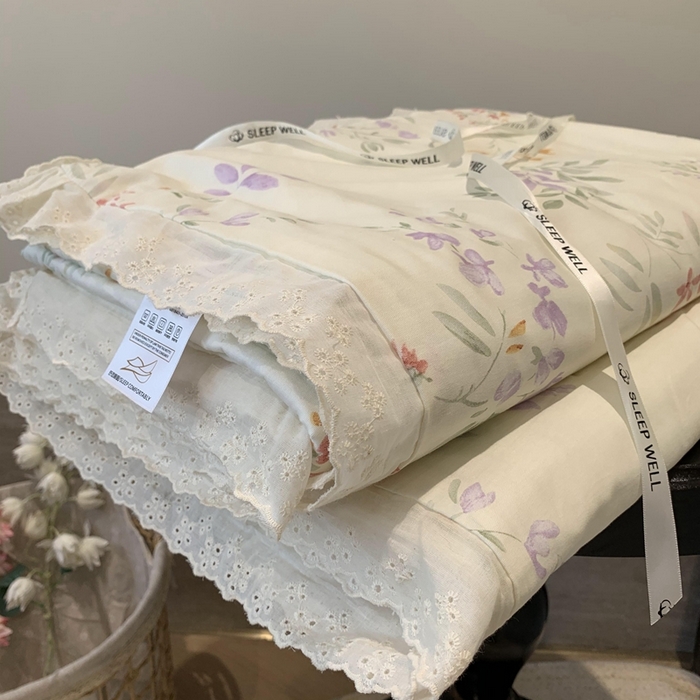 91家纺网 家纺一手货源 找家纺 奈萝家纺 2025春夏新款全棉纯棉蕾丝花边款夏被夏凉被空调被 夏之语