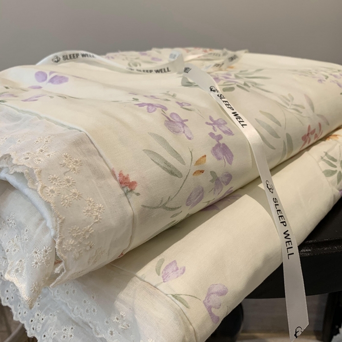 91家纺网 家纺一手货源 找家纺 奈萝家纺 2025春夏新款全棉纯棉蕾丝花边款夏被夏凉被空调被 夏之语