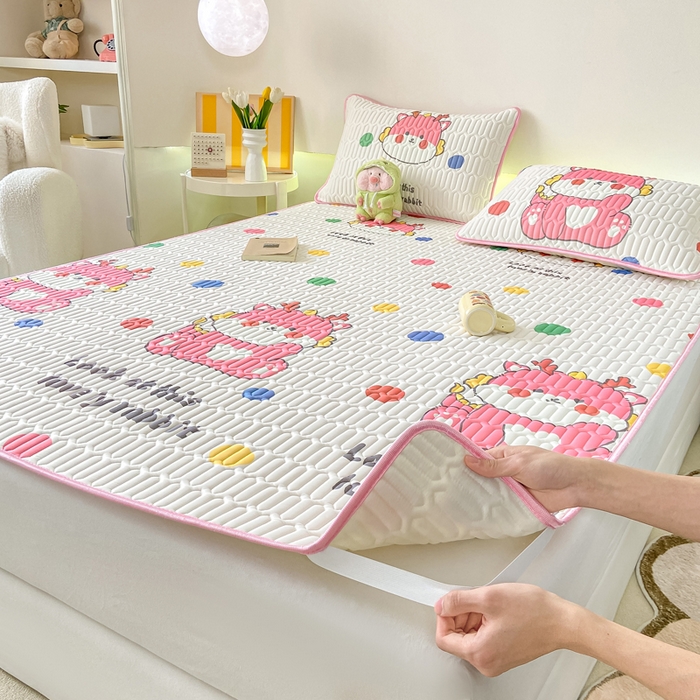 91家纺网 家纺一手货源 找家纺 （总）耐思家纺 2025新款A类0.5乳胶母婴级凉感丝印花乳胶凉席-单枕套