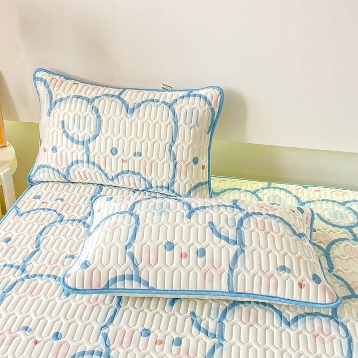 91家纺网 家纺一手货源 找家纺 （总）耐思家纺 2025新款A类0.5乳胶母婴级凉感丝印花乳胶凉席-单枕套