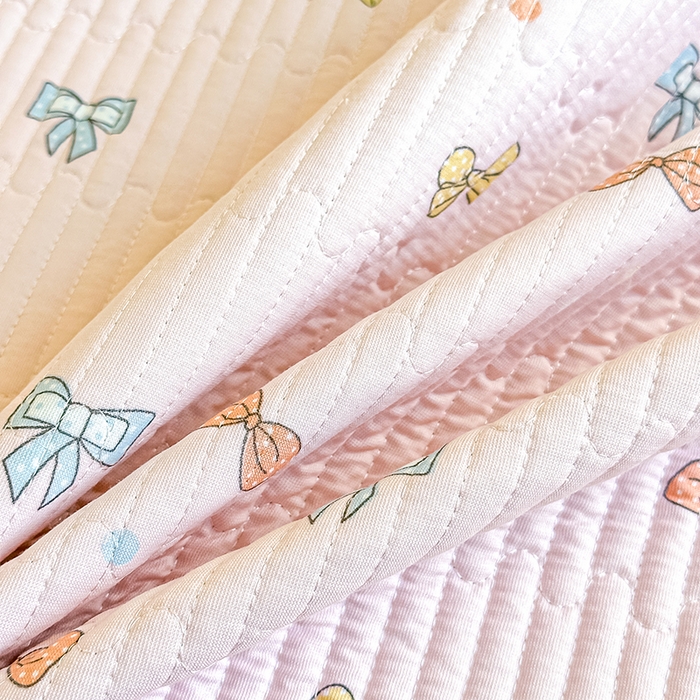 91家纺网 家纺一手货源 找家纺 恒尚居 2025新款双层纱小云棉多功能床盖-自由空间 蝴蝶结--浅粉梦境