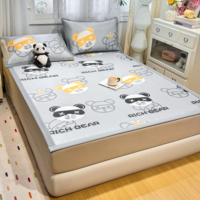 91家纺网 家纺一手货源 找家纺 （总）耐思家纺 2025春夏新款A类碳光冰丝席凉感印花三明治凉席