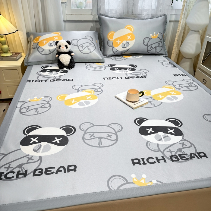 91家纺网 家纺一手货源 找家纺 （总）耐思家纺 2025春夏新款A类碳光冰丝席凉感印花三明治凉席