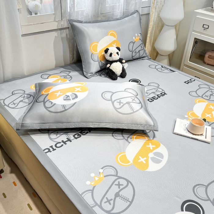 91家纺网 家纺一手货源 找家纺 （总）耐思家纺 2025春夏新款A类碳光冰丝席凉感印花三明治凉席