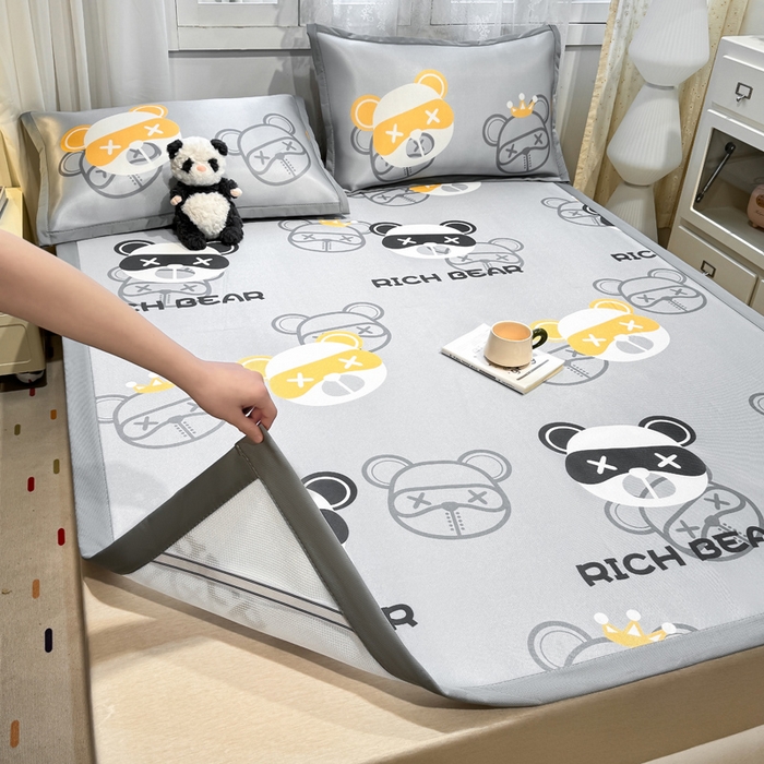 91家纺网 家纺一手货源 找家纺 （总）耐思家纺 2025春夏新款A类碳光冰丝席凉感印花三明治凉席