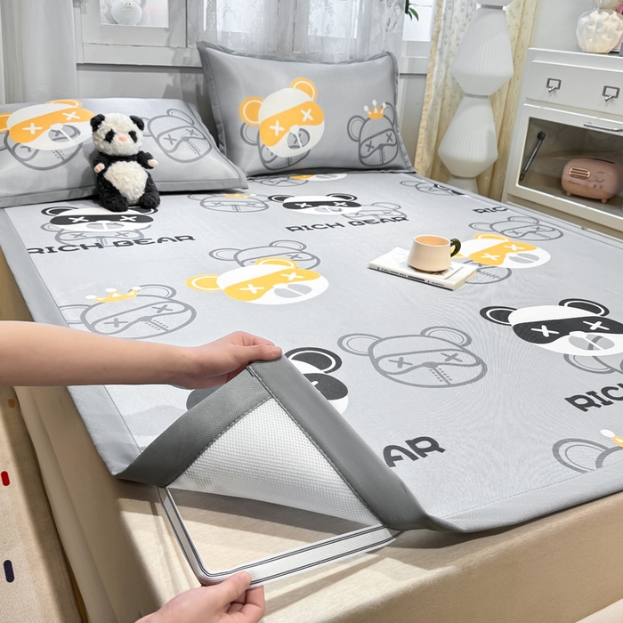 91家纺网 家纺一手货源 找家纺 （总）耐思家纺 2025春夏新款A类碳光冰丝席凉感印花三明治凉席