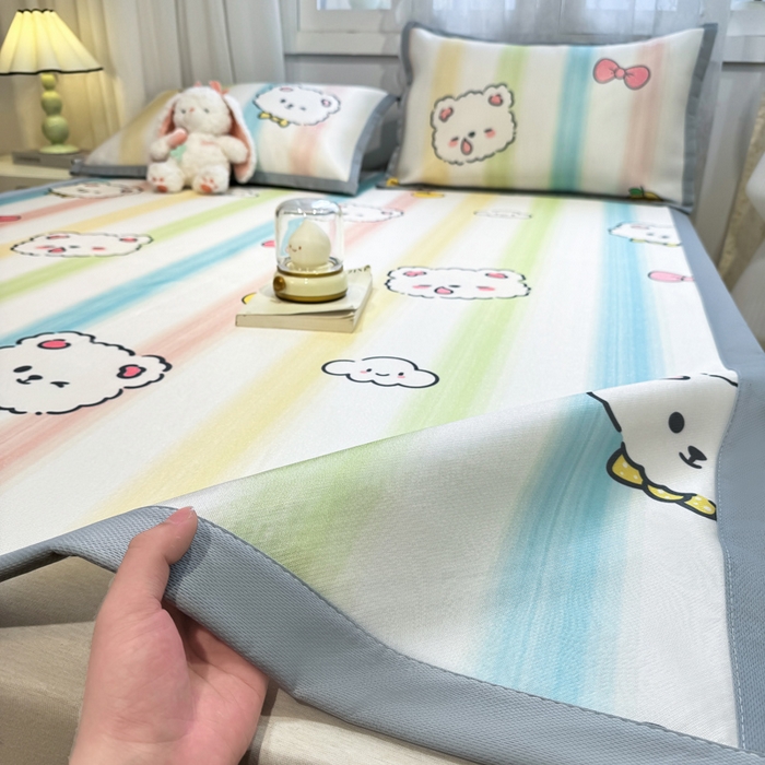 91家纺网 家纺一手货源 找家纺 （总）耐思家纺 2025春夏新款A类碳光冰丝席凉感印花三明治凉席