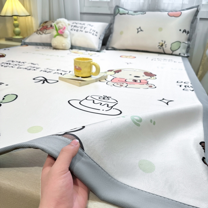 91家纺网 家纺一手货源 找家纺 （总）耐思家纺 2025春夏新款A类碳光冰丝席凉感印花三明治凉席