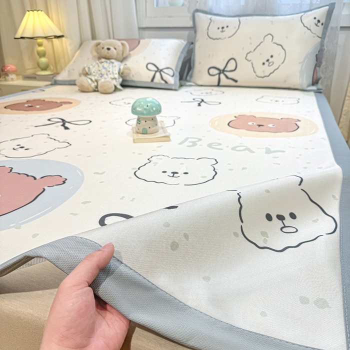 91家纺网 家纺一手货源 找家纺 （总）耐思家纺 2025春夏新款A类碳光冰丝席凉感印花三明治凉席