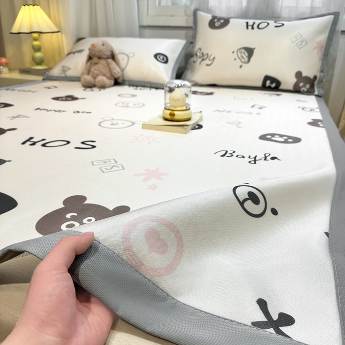 91家纺网 家纺一手货源 找家纺 （总）耐思家纺 2025春夏新款A类碳光冰丝席凉感印花三明治凉席