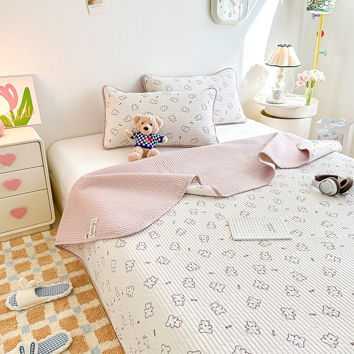 91家纺网 家纺一手货源 找家纺 （总）橘夏家纺2025新款双层纱小云棉多功能床盖-亲密无间