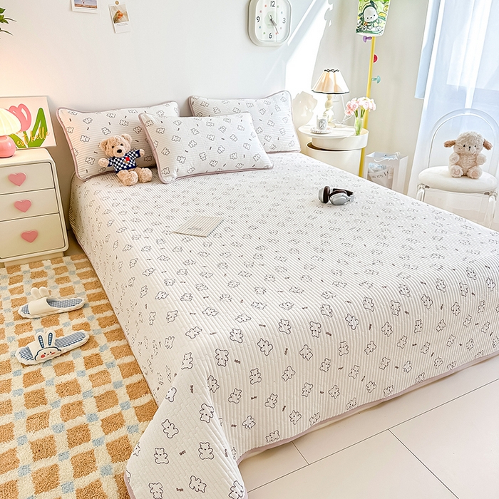 91家纺网 家纺一手货源 找家纺 （总）橘夏家纺2025新款双层纱小云棉多功能床盖-亲密无间