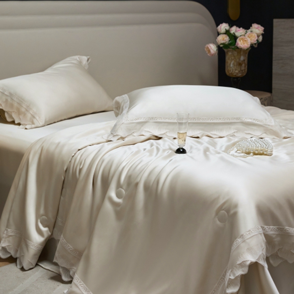 91家纺网 家纺一手货源 找家纺 （总）榻尚家居 2025新款大豆纤维天丝夏被夏凉被空调被床盖四件套-山峦迭