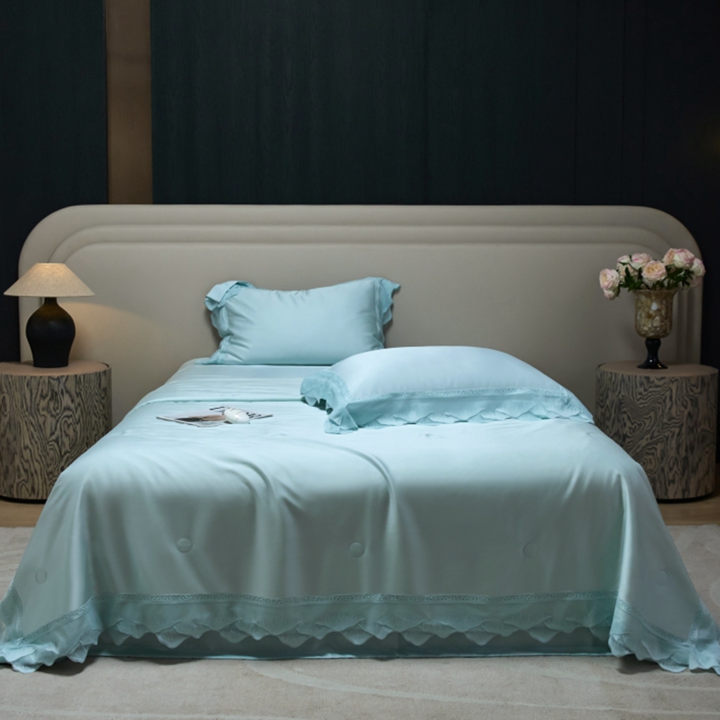 91家纺网 家纺一手货源 找家纺 （总）榻尚家居 2025新款大豆纤维天丝夏被夏凉被空调被床盖四件套-山峦迭