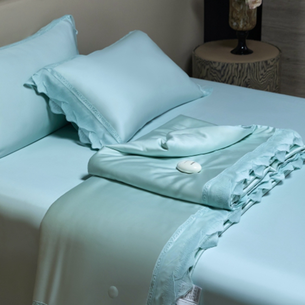 91家纺网 家纺一手货源 找家纺 榻尚家居 2025新款大豆纤维天丝夏被夏凉被空调被床盖四件套-山峦迭 山峦迭-绿