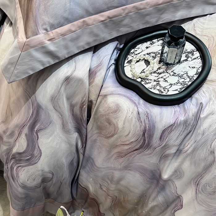 91家纺网 家纺一手货源 找家纺 （总）禾时 2025新款100S长绒棉纯棉数码印花双拼角四件套-星河入梦-蓝