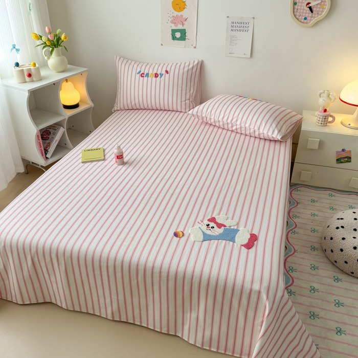 91家纺网 家纺一手货源 找家纺 （总）如意朵 2025全棉老粗布刺绣床单系列