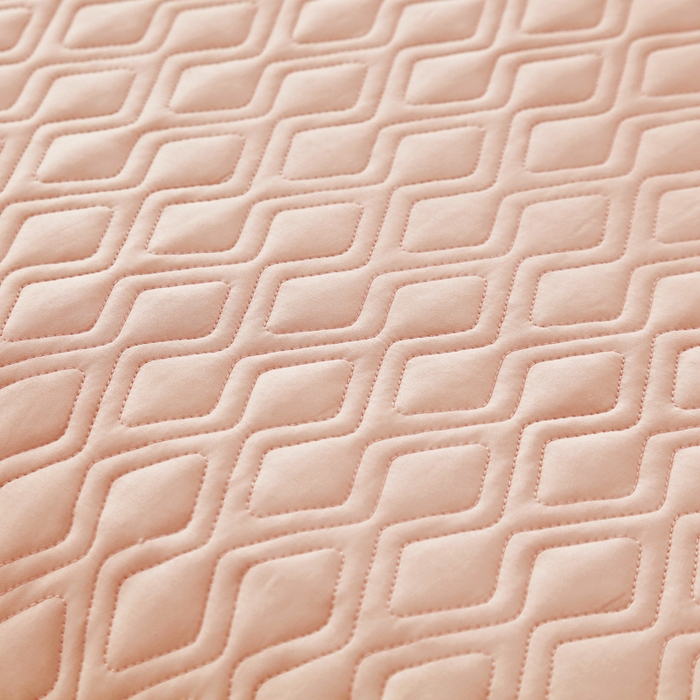 91家纺网 家纺一手货源 找家纺 OL家纺 2025新款100支天丝棉居家轻奢床盖夹棉防滑四件套 桃夭粉