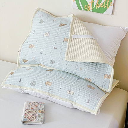 雅萱家纺 2025新款全棉双层纱夹棉枕巾 兔子日记-枕巾【一对】