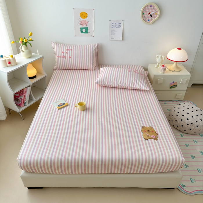 91家纺网 家纺一手货源 找家纺 如意朵 2025全棉老粗布刺绣床笠系列 小卡皮