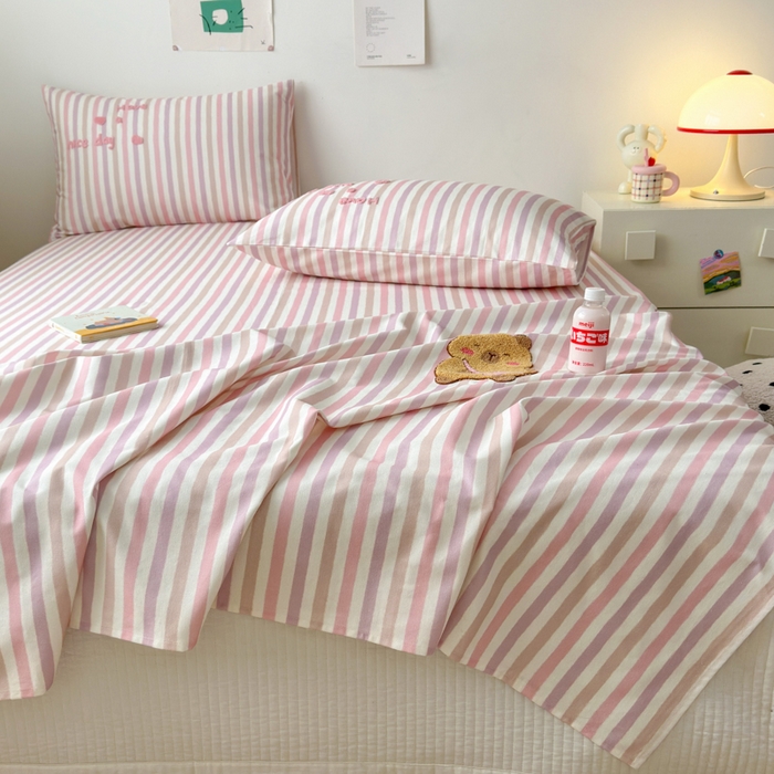 91家纺网 家纺一手货源 找家纺 如意朵 2025全棉老粗布刺绣床单系列 小卡皮