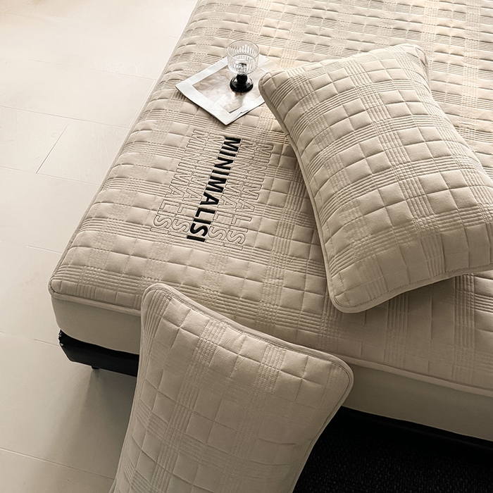 91家纺网 家纺一手货源 找家纺 3C 2025新款全棉水洗棉刺绣夹棉床笠 漫生活 卡其