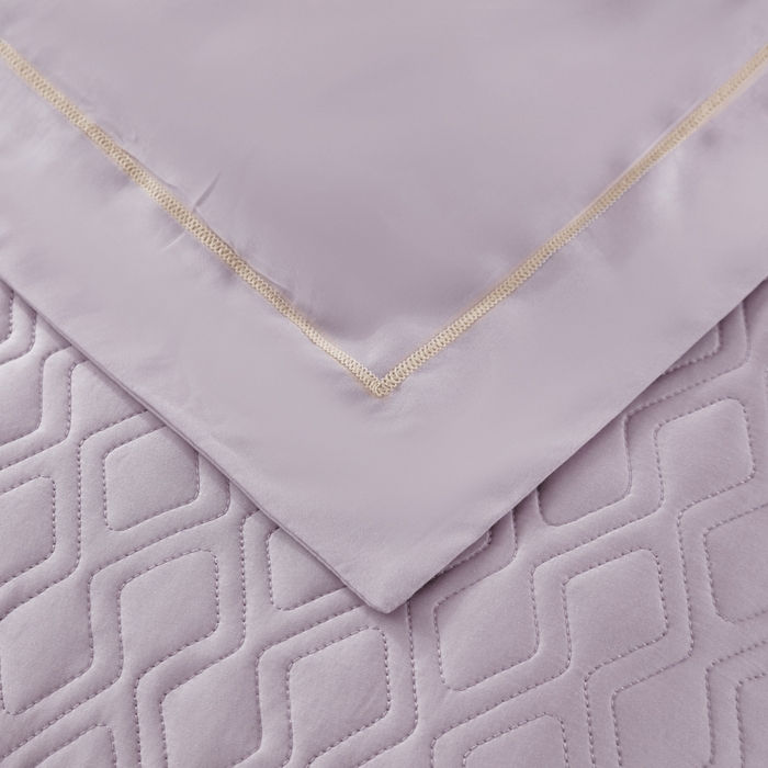 91家纺网 家纺一手货源 找家纺 OL家纺 2025新款100支天丝棉居家轻奢床盖夹棉防滑四件套 木槿紫