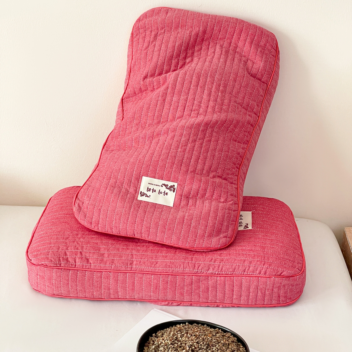 91家纺网 家纺一手货源 找家纺 卓昌枕芯 2025新款韩式磨毛水洗棉面包荞麦枕头枕芯 朱砂红-水洗棉荞麦枕