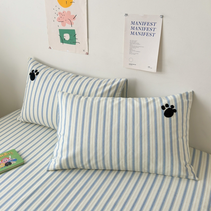 91家纺网 家纺一手货源 找家纺 如意朵 2025全棉老粗布刺绣床单系列 小熊喵